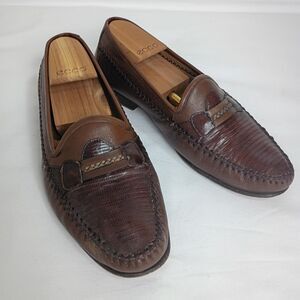 MEZLAN Genuine LIZARD Men's Loafer 8.5 M Slip On Brown